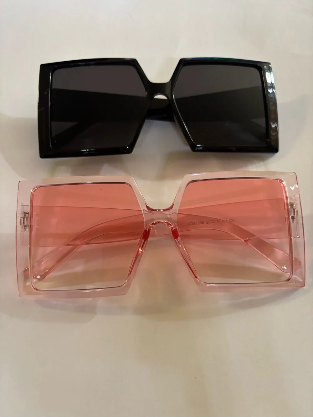 Bold Oversized Square Sunglasses in Black and Pink